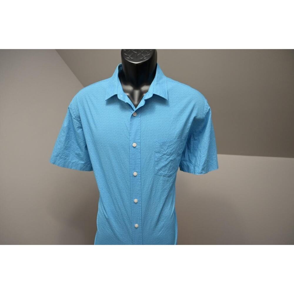 Untuckit‎ Designer Dress Shirt Short Sleeve Blue Button Up Mens Size Large